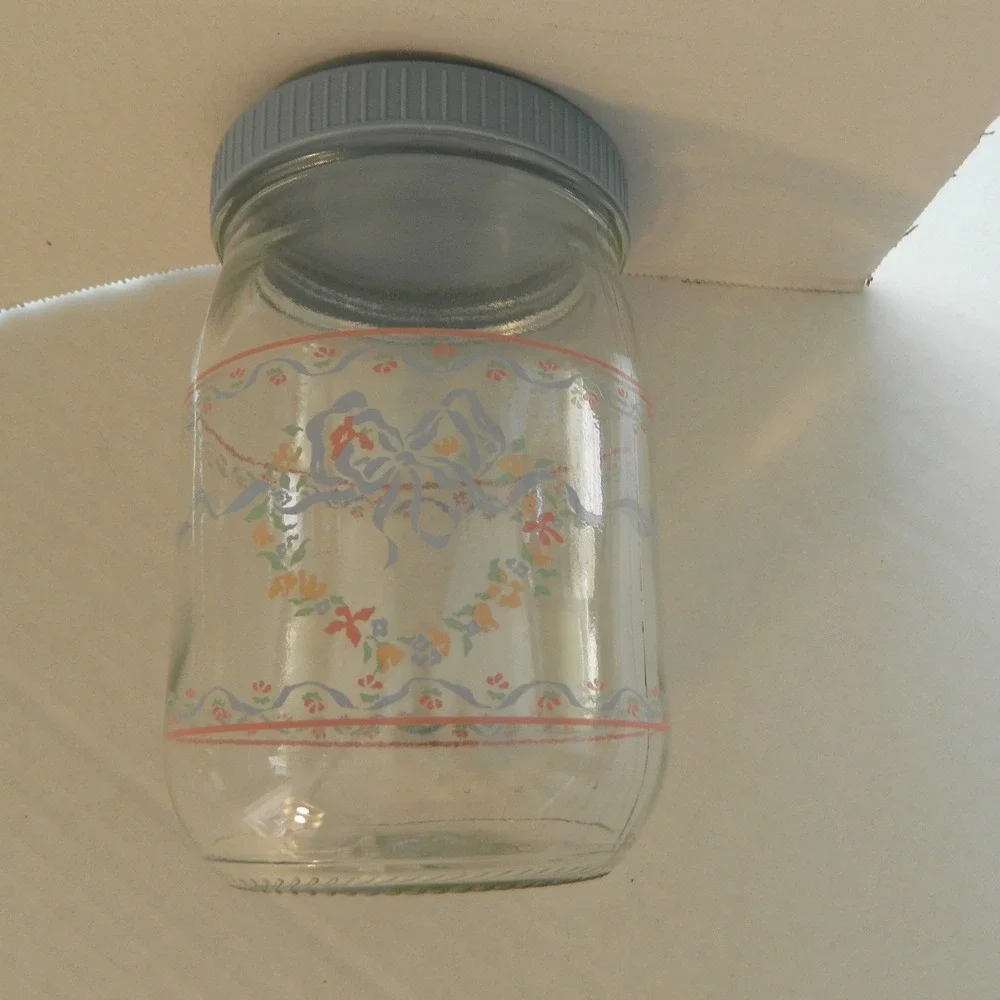 Luminarc Made in France Glass Jar 1 Liter Clear Cottagecore Heart Bow Retro